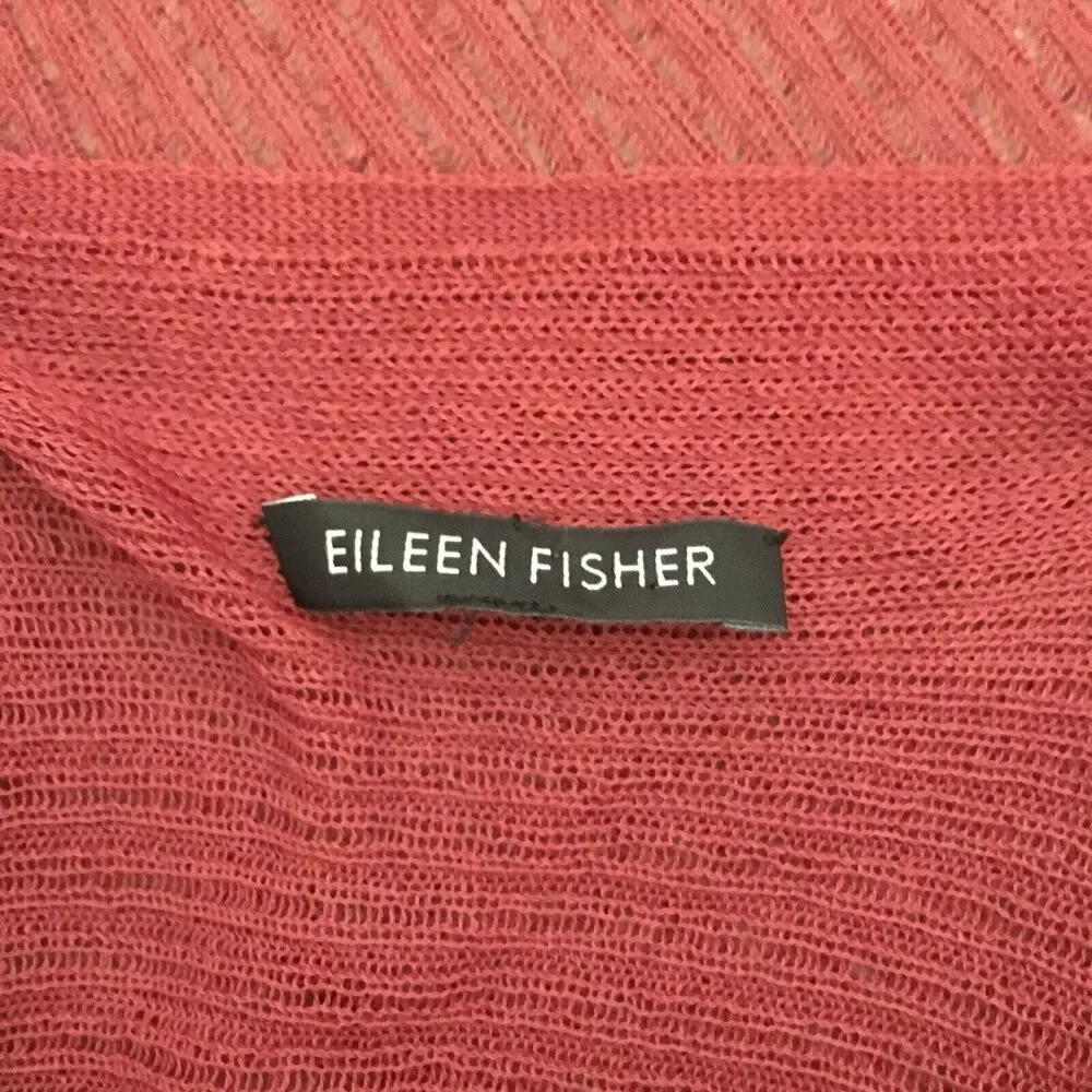 Eileen Fisher Women's Knit Top Cardigan Size M Red Sheer Long Sleeve Shawl - Picture 3 of 10